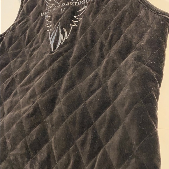 Harley Davidson Ladies Medium Black Quilted Zip Up Lined Vest Preowned D36 - Picture 15 of 16